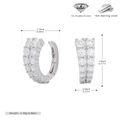 Detailed view of S925 sterling silver hoop earrings with 5A grade zircon and dimensions - 925 Silver / 925 Silver White Gold Plated