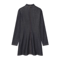 Dames denim mini-jurk met lange mouwen, contraststiksels en ritssluiting op de rug - XS / Aqua