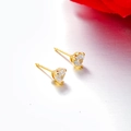 Minimalist copper alloy heart stud earrings with sparkling white cubic zirconia in gold - 4mm / Heart Style