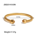 Gouden kabelarmband met natuurlijke bruine edelstenen en een gewicht van 17,37g - Bruine Tijgeroog Stijl (JDB201418-BN) / Goud