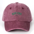 Classic washed burgundy New York USA embroidered cotton baseball cap in vintage style - Adjustable / Burgundy