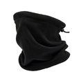 Black fleece neck warmer with adjustable drawstring for outdoor thermal protection - Black Scarf