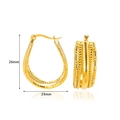 Textured gold U-shaped hollow earrings with woven pattern and premium polished finish - Woven Texture U-Buckle (E4631)