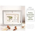 Light blue double-sided rotating photo frame with a minimalist 4x6 inch wooden display design - 6 Inch Double Sided Rotating / Light Blue