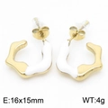 Minimalist irregular C-shaped 14k gold-plated earrings with white enamel finish - 14k Gold Style 1 (KE112690-MZOZ)