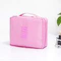 Trousse de toilette de voyage rose avec poignée et matériau synthétique imperméable - [style De Sac À Main] Rose Foncé / 21*8*17cm