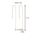 Minimalist rose gold threader earrings with zircon square pendants 11cm length - NE1042 Square