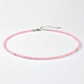 Pink quartz and tourmaline beaded necklace with silver adjustable chain for women - Rose Quartz