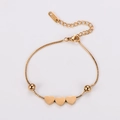 Pulsera de dijes de corazón en acero dorado con cadena de caja y cierre de langosta - Dorado
