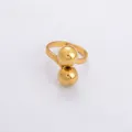 Minimalistische vintage ring met bollen van 18K verguld roestvrij staal voor dames - Verticaal Ontwerp Met Dubbele Bal