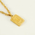 Gold stainless steel rope chain necklace with a rectangular letter M pendant charm - Letter M