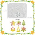 Molde de silicona navideño DIY para 6 adornos colgantes de copos de nieve y árboles - Colgante de Copo de Nieve de 6 Cavidades / Molde de Silicona
