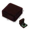 Detail view of square brown velvet jewelry box with 9x9x4cm dimensions for bracelets - Bracelet/Watch Box / Coffee