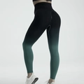 Pantalon de yoga sans couture taille haute dégradé noir et vert foncé avec effet push-up - Dégradé Noir Vert