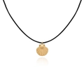 Golden shell pendant necklace with black cord chain for ocean style vacation jewelry - Black Rope Gold Shell