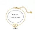 Collana dorata in acciaio inossidabile con pendente a pretzel e zircone bianco - Bracciale / Oro