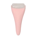 Pink ergonomic facial ice roller with transparent cooling gel beads for skin care - Pink Transparent
