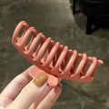 Matte coral pink large shark hair claw clip for elegant updo hairstyles in daily use - Orange Red