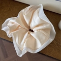 Elastico per capelli in raso crema stile francese con bordo in tulle bianco - Raso Beige Bordo in Rete / Beige