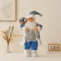 Standing blue and white Santa Claus figurine with lantern and sack for Christmas decor - Blue Robe Charm / 60cm Height