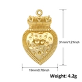 Gold-plated heart crown pendant necklace charm 31mm height with sparkling zircon inlay - A0202 Vintage Crown Heart