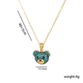 18K gold plated necklace with a turquoise pave teddy bear pendant for women - Turquoise Blue