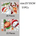 Christmas Santa Claus and reindeer window stickers set with 51 double-sided static decals - 2 Sheets Set (51 Pcs) Santa & Elves / 25*35cm