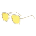 Classic gold square frame sunglasses with yellow lenses and double bridge design - Gold Frame Clear Ring Yellow Lens