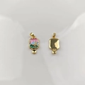 Detail of colorful enamel flower pendant with golden butterfly relief for DIY jewelry - #9 Gold Butterfly Pink-Blue-Green