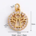 18K gold angel pendant with zircon halo 13mm charm for DIY jewelry making - Diamond Angel / Gold