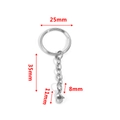 Porte-clés en acier argenté avec anneau 25mm et fermoir mousqueton 11mm pour le DIY - Anneau Rond 25mm + Chaîne Torsadée + Fermoir Mousqueton