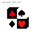 20PCS black and white checkered paper napkins with red and black poker suit symbols - Napkins-Poker (20PCS)