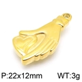 Golden hand pendant with glossy metallic finish, measures 22x12mm and weighs 3g - Hand Holding Heart Style (KLJ4846-Z)