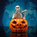 Halloween skull pumpkin resin statue, silent pose, 14.5x9.5cm size, 0.46kg weight - Skull Pumpkin Light - Speak No Evil