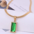 Elegant gold snake chain necklace featuring a rectangular green gemstone pendant for women - Necklace / Gold Necklace