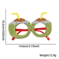 Detailed size chart of tropical coconut party glasses with height and width measurements - Coconut Juice Style