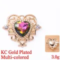 Multi-color crystal heart baroque alloy pendant with KC gold plating, 26x22mm size - Multicolor (KC Gold Plated)