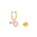 Pin's stéthoscope rose avec cœur doré et fermeture papillon en métal émaillé - Base d'Or Rose