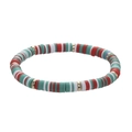 Christmas beaded bracelet with Santa and tree charms in red, green and white clay beads - 007-Elastic Multicolor Clay