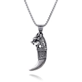 Retro stainless steel dragon head and tiger tooth totem pendant with square box chain - Steel Color Men (No Chain) / Steel