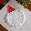 Posavasos navideño de ganchillo hecho a mano con barba de Papá Noel y gorro rojo decorativo - Estilo Irregular de Barba de Papá Noel (Estilo C)