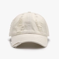 Gorra de béisbol beige desgastada con detalles vintage y lona de algodón deshilachada - Ajustable / Beige