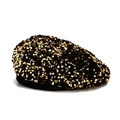 Basco alla moda in velluto nero con paillettes dorate lucide per un look trendy - M (56-58cm) / Oro