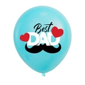 Light blue Father's Day latex balloon with Best DAD text and heart mustache patterns - Best Dad Style / Light Blue