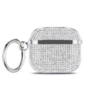 Macro detail of sparkling diamond-studded AirPods Pro case with silver spring clip - AirPods 1/2 Gen / Silver