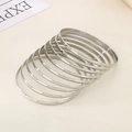 Set of 10 minimalist stackable silver-colored stainless steel bangles for women - Inner Diameter 55mm / 9 Rings / Steel
