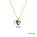 Elegante goldene Herzkette mit lila Zirkon-Anhänger und Produktabmessungen - Lila