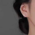 Minimalist silver butterfly hoop earring shown on ear with a refined polished finish - Minimalist Butterfly Hoop Style (A211)