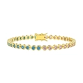 Gold plated 925 silver tennis bracelet with alternating blue and pink cubic zirconia - 3mm / 14K Gold Plated / 16.5cm