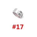 Silver stainless steel open ring DIY tool with hollow line design in size #17 - No. 17 (Inner 17mm) / Silver